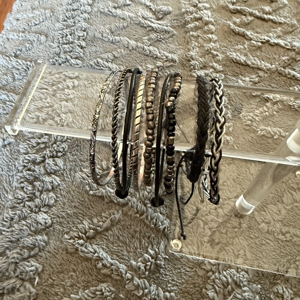 Edgy Black and Silver Bracelet Collection